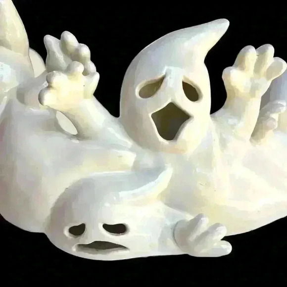 Vintage Ceramic Huddle Party Pile Off Ghosts Halloween light (included) up bowl - Picture 5 of 16